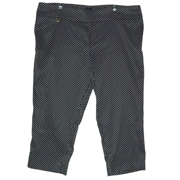 LC Laura Cruz Capri Pants Womens Size 22 black white polkadot Pull On high rise - Picture 1 of 7
